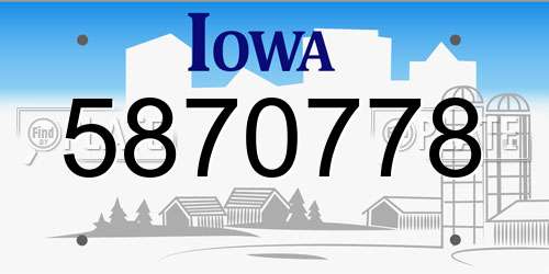 5870778 Iowa License Plate