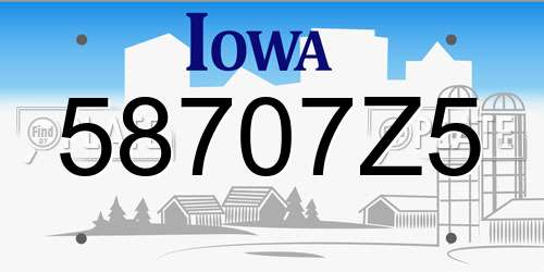 58707Z5 Iowa License Plate