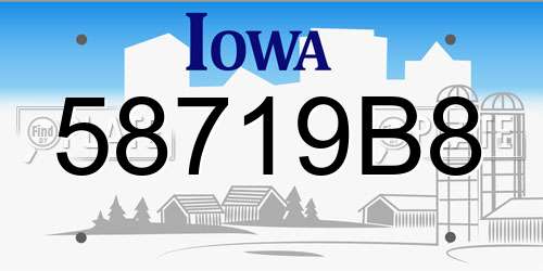 58719B8 Iowa License Plate