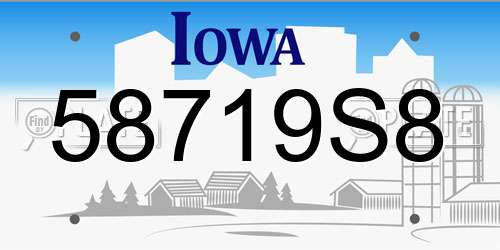 58719S8 Iowa License Plate