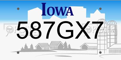 587GX7 Iowa License Plate