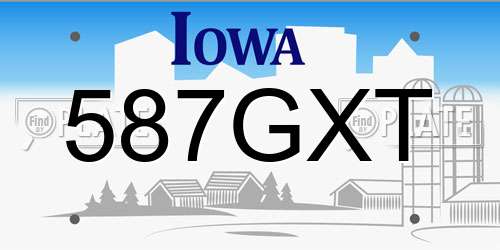 587GXT Iowa License Plate