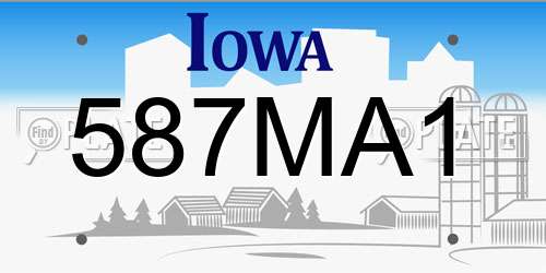 587MA1 Iowa License Plate
