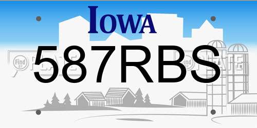587RBS Iowa License Plate