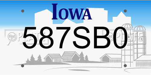 587SB0 Iowa License Plate