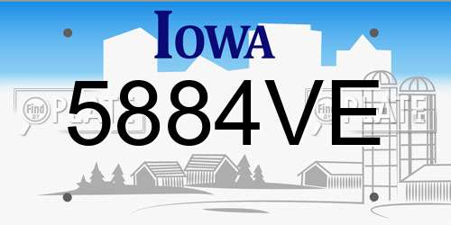 5884VE Iowa License Plate