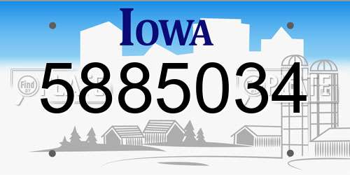 5885034 Iowa License Plate