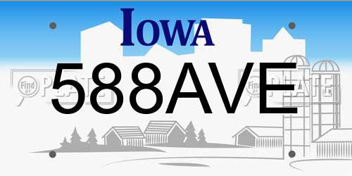 588AVE Iowa License Plate