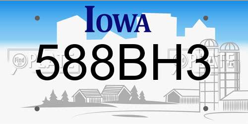 588BH3 Iowa License Plate