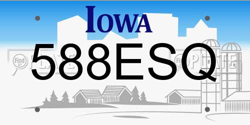 588ESQ Iowa License Plate