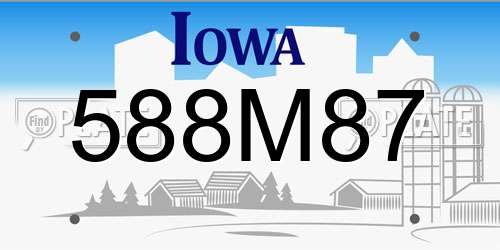 588M87 Iowa License Plate