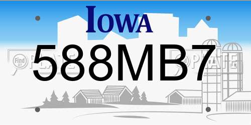 588MB7 Iowa License Plate