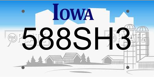 588SH3 Iowa License Plate