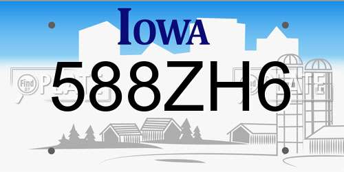 588ZH6 Iowa License Plate