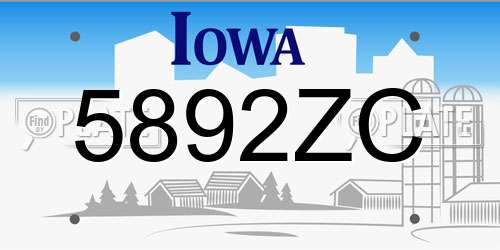 5892ZC Iowa License Plate