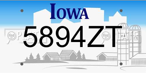 5894ZT Iowa License Plate