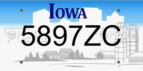 5897ZC Iowa License Plate