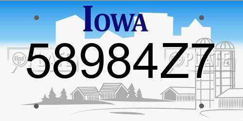 58984Z7 Iowa License Plate