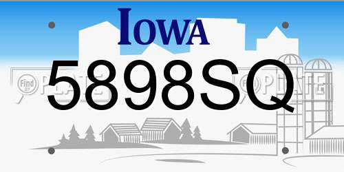 5898SQ Iowa License Plate