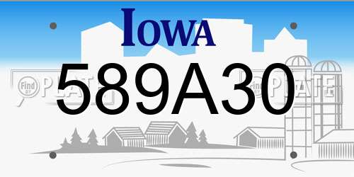 589A30 Iowa License Plate