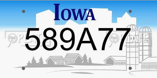 589A77 Iowa License Plate