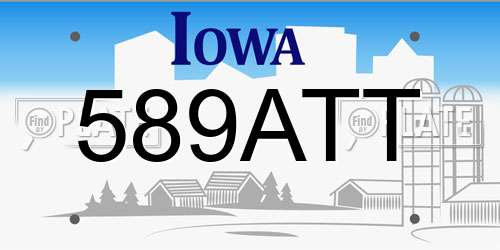 589ATT Iowa License Plate