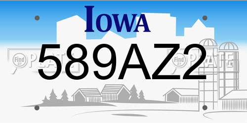 589AZ2 Iowa License Plate