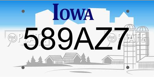 589AZ7 Iowa License Plate