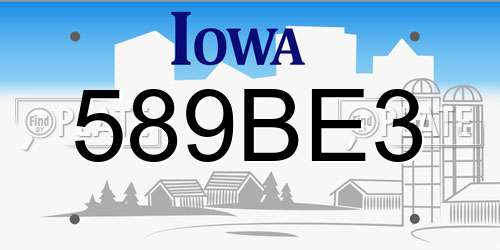 589BE3 Iowa License Plate