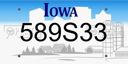 589S33 Iowa License Plate