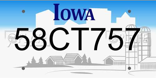 58CT757 Iowa License Plate
