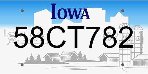 58CT782 Iowa License Plate