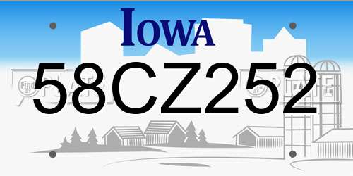 58CZ252 Iowa License Plate