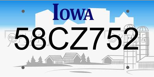 58CZ752 Iowa License Plate