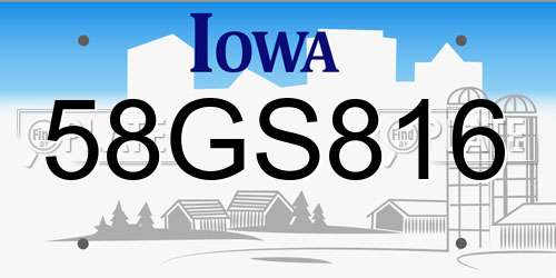 58GS816 Iowa License Plate
