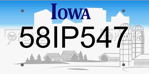 58IP547 Iowa License Plate