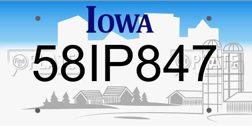 58IP847 Iowa License Plate