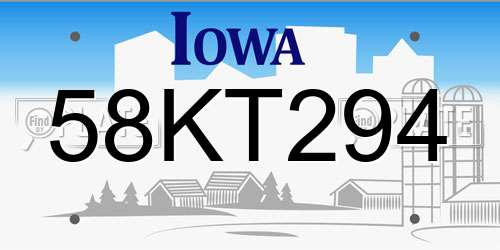 58KT294 Iowa License Plate
