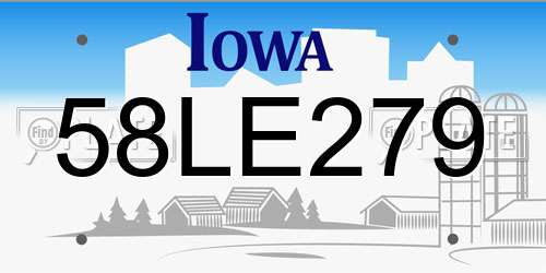 58LE279 Iowa License Plate