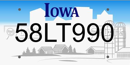 58LT990 Iowa License Plate