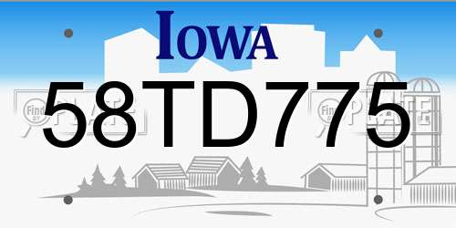 58TD775 Iowa License Plate