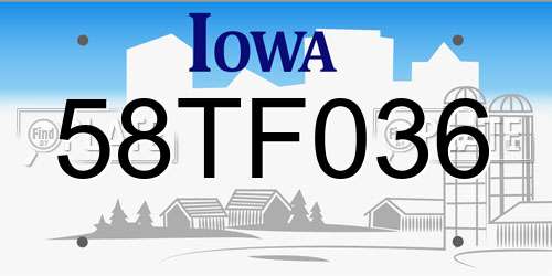 58TF036 Iowa License Plate