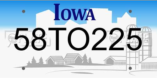 58TO225 Iowa License Plate