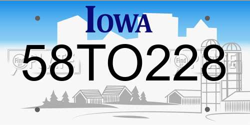 58TO228 Iowa License Plate