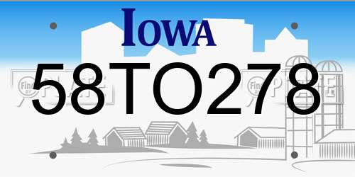 58TO278 Iowa License Plate