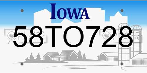 58TO728 Iowa License Plate