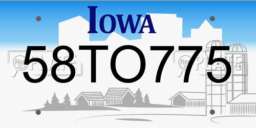 58TO775 Iowa License Plate
