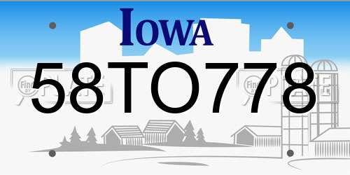 58TO778 Iowa License Plate