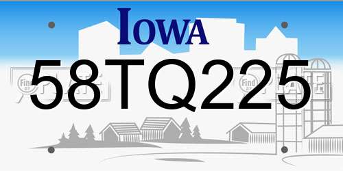 58TQ225 Iowa License Plate