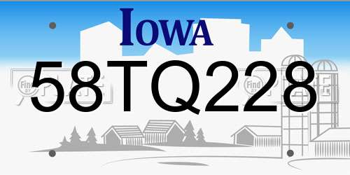 58TQ228 Iowa License Plate